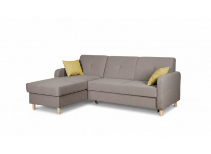 Hoekbank L-vorm Bank Bank Ontwerp Bekleding Modern Textiel Slaapfunctie Grijs Stof