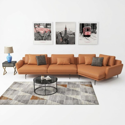 Hoekbank L-vorm Stoffen Bank Woonlandschap Set Design Modern Bank Trapezium Nieuw