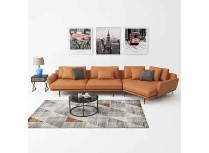 Hoekbank L-vorm Stoffen Bank Woonlandschap Set Design Modern Bank Trapezium Nieuw