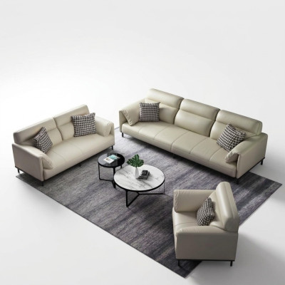 Luxe woonkamersofaset 3+2+1 set met leren bekleding en stoffen banken