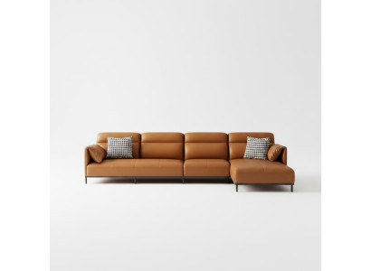 Leren bank bank woonlandschap set ontwerp modern bankstel hoekbank L-vorm oranje