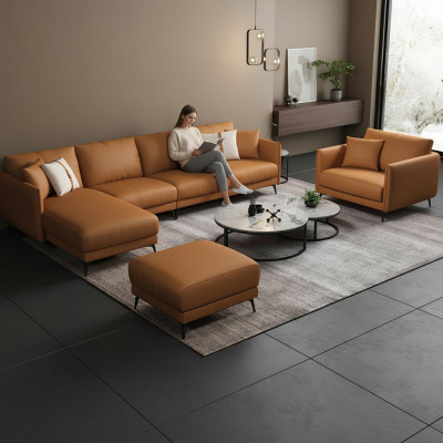 Hoekbank + fauteuil leren bank bank woonlandschap set design modern bank zitplaats