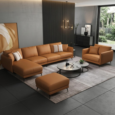 Hoekbank + fauteuil leren bank bank woonlandschap set design modern bank zitplaats