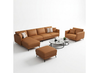 Hoekbank + fauteuil leren bank bank woonlandschap set design modern bank zitplaats