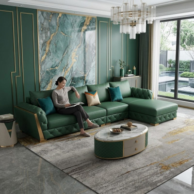 Hoekbank L-vorm Garnituur Design Moderne Bankstellen Bank Woonlandschap Leren Sofa Sofa