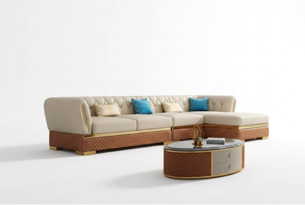 Hoekbank L-vormige leren bank woonlandschap set modern ontwerp bankstel hoekbanken.