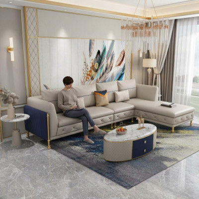 Luxe woonkamer hoekbank hoekbank hoekbank bank stoffering hoek bank leer