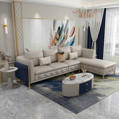 Luxe woonkamer hoekbank hoekbank hoekbank bank stoffering hoek bank leer
