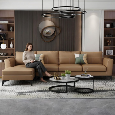 Ontwerp Esk hoekbank L-vorm Moderne bankstellen Leren bank Bank Zitbank Woonlandschap Bank