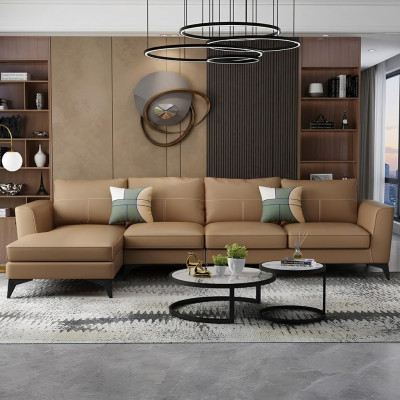 Ontwerp Esk hoekbank L-vorm Moderne bankstellen Leren bank Bank Zitbank Woonlandschap Bank
