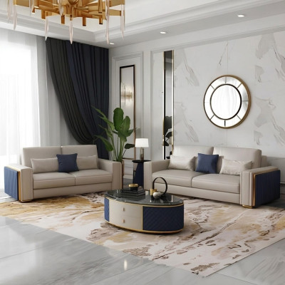 Sofa set 3+2+1 salontafel designbanken leren bank woonlandschap
