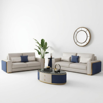 Sofa set 3+2+1 salontafel designbanken leren bank woonlandschap