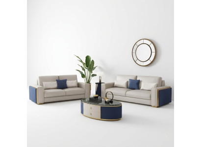 Sofa set 3+2+1 salontafel designbanken leren bank woonlandschap