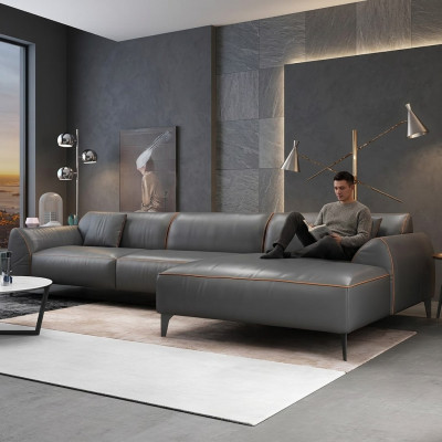 Woonlandschap Bank Bekleding Stof Leder Stof Zitgroep Hoekbank L-vormig