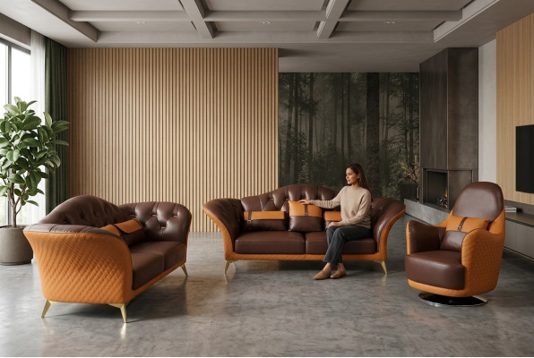 Sofa set 3+2+1 zits woonlandschap bank bank stoffering set leren bankstel