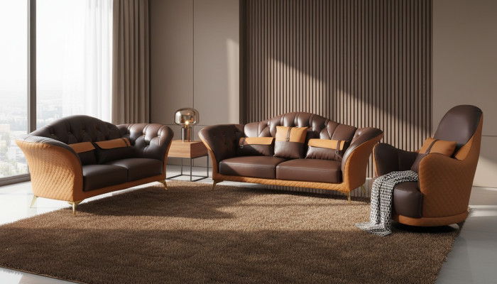 Sofa set 3+2+1 zits woonlandschap bank bank stoffering set leren bankstel