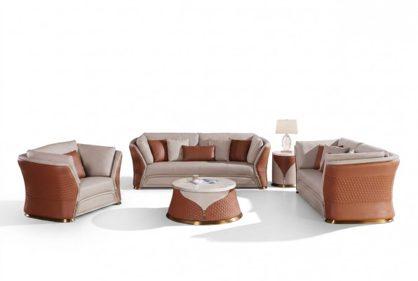 Woonlandschap Bankstellen Bank Beklede Bank 3-zitsbank Set Leren Bank Modern Nieuw