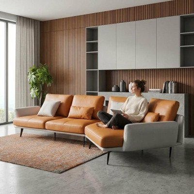 Hoekbank L-vorm woonlandschap bank bank bekleding hoekstuk leren bankstel groep