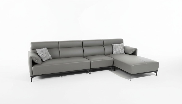 Hoekbank L-vorm Woonlandschap Bank Bank Bekleding Hoek Set Grijze leren bank