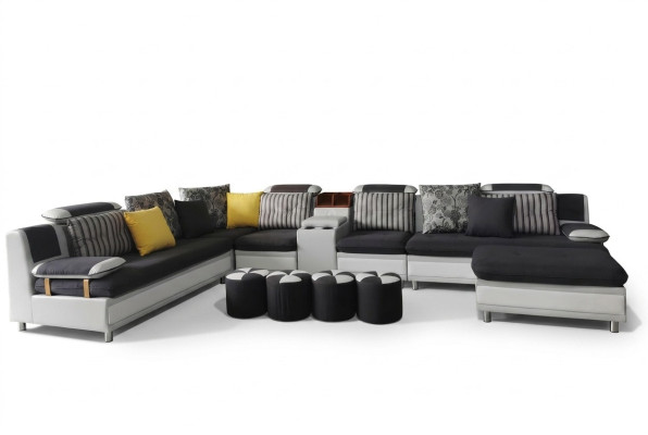 Hoekbank U-vorm Woonlandschap Bank Bank Bekleding Hoekset Stof Bankstellen Nieuw