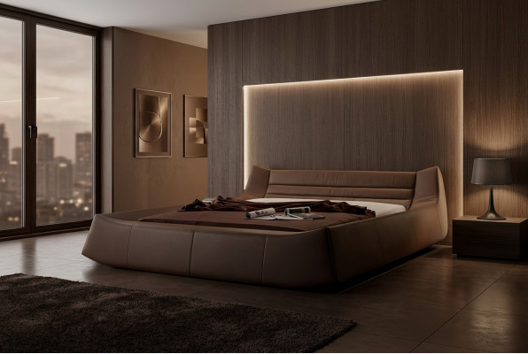Bed Bekleding Ontwerp Luxe Tweepersoons Hotelbedden Slaapkamer Leer Stof Modern