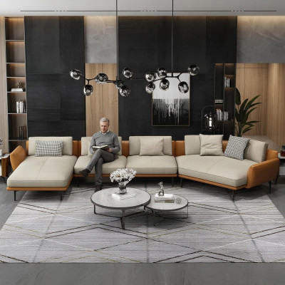Hoekbank U-vorm Woonlandschap Bank Bank Bekleding Hoek Set Stof Bankstellen Leer
