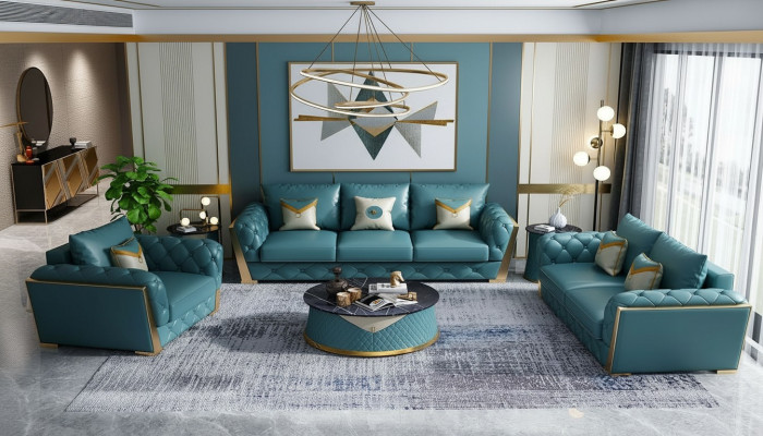 Sofaset 3+2 zits woongebied bank bank bekleding set banken leer