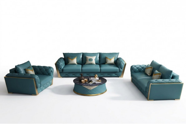 Sofaset 3+2 zits woongebied bank bank bekleding set banken leer