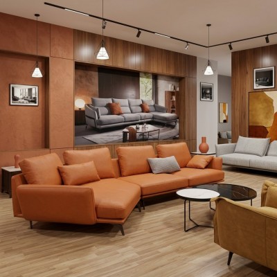 Hoekbank L-vormige woonkamer bankstel bank bekleding leer stof sofa's
