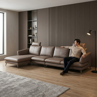Hoekbank Hoekbank Bank Bekleding Hoek Bank Leer Luxe Woonkamer Hoekbankstel