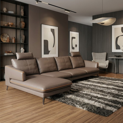 Hoekbank Hoekbank Bank Bekleding Hoek Bank Leer Luxe Woonkamer Hoekbankstel