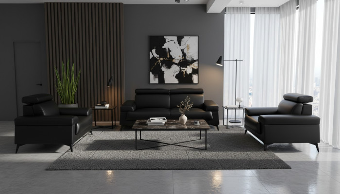 Sofaset 3+1+1 zits woonlandschap bank bank stof set banken leer