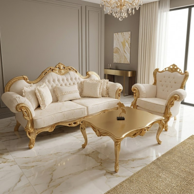 Sofa set 3+3+1 seater Chesterfield Baroque style set 3 pieces. Sofa