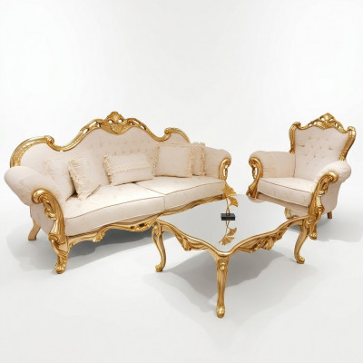 Chesterfield Luxe bankstel 3+1+1 zits Relax Fauteuil Bank 3-delig. Stof Nieuw