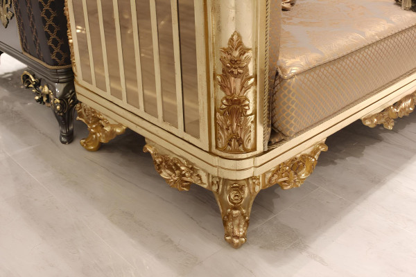 Luxe bankstel 3-zits textielbank gouden design meubels 3-zits Chesterfield gestoffeerd nieuw.