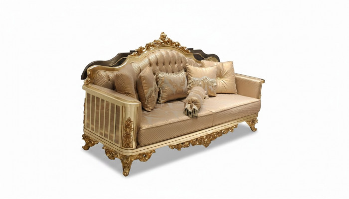 Luxe bankstel 3-zits textielbank gouden design meubels 3-zits Chesterfield gestoffeerd nieuw.