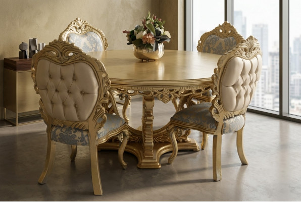 Eetkamerset 7-delig. Eettafel+6x stoelen Designer houten stoel set meubels nieuw