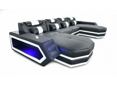 Leren bank Bank Moderne bekleding Lederen woonlandschap Ontwerp hoekbank Bank Stof
