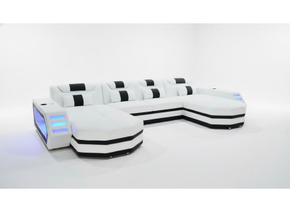 Leren bank Bank Moderne bekleding Leder woonlandschap Design hoekbank Bank Wit