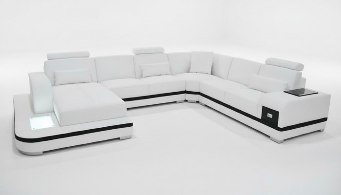 Design lederen sofa moderne bekleding leren hoekbank couch textiel woonlandschap