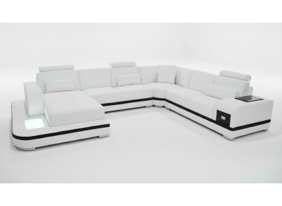 Design lederen sofa moderne bekleding leren hoekbank couch textiel woonlandschap