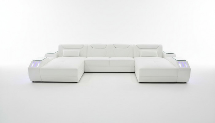 Leren hoekbank U-vormige bank Moderne bank Hoekbank Zachte woonkamer design