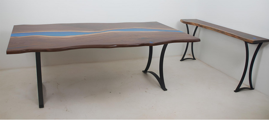 Eettafel River Table Echt Hout Riviertafel 220x100 Massieve Tafels Epoxyhars