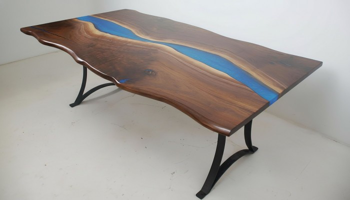 Eettafel River Table Echt Hout Riviertafel 220x100 Massieve Tafels Epoxyhars