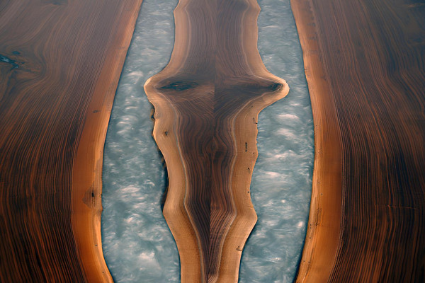 Epoxiënhars eettafel echt hout massief meubilair waterval epoxy tafel giethars