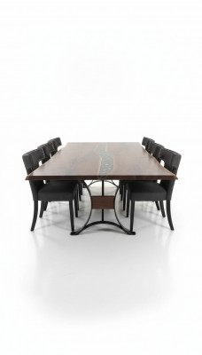 Tafel eettafel tafels epoxyhars epoxy waterval echt hout massief meubilair