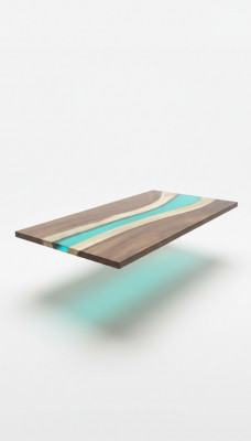 Epoxiharsen eettafel echt massief houten meubels waterval epoxytafel 240x100 Nieuw