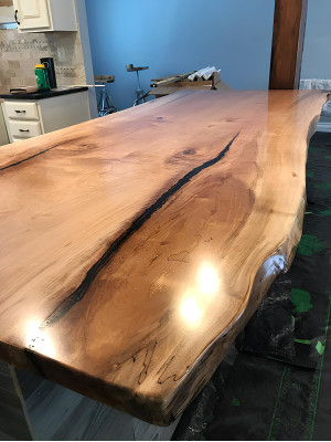 Eettafel Epoxyhars Echt hout Massief meubilair Waterval epoxytafel 240x100cm