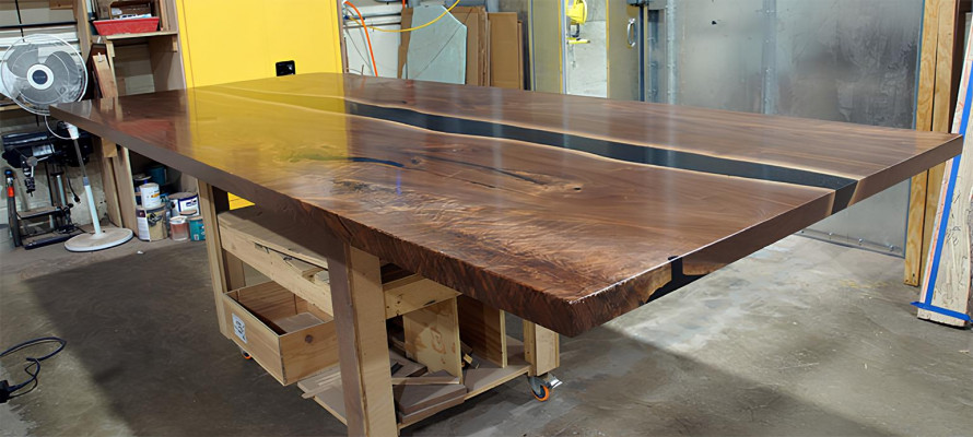 Eettafel tafels epoxyhars massieve meubels epoxy tafel waterval echt hout.