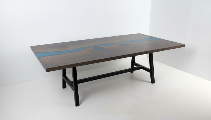 Epoxihars Eettafel River Table Echt hout Massief Tafels 220x100